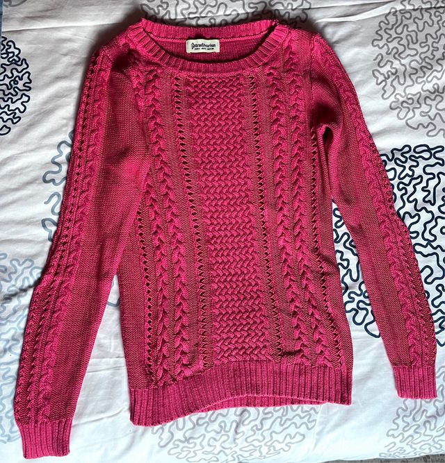 Jersey Stradivarius coral trenzado