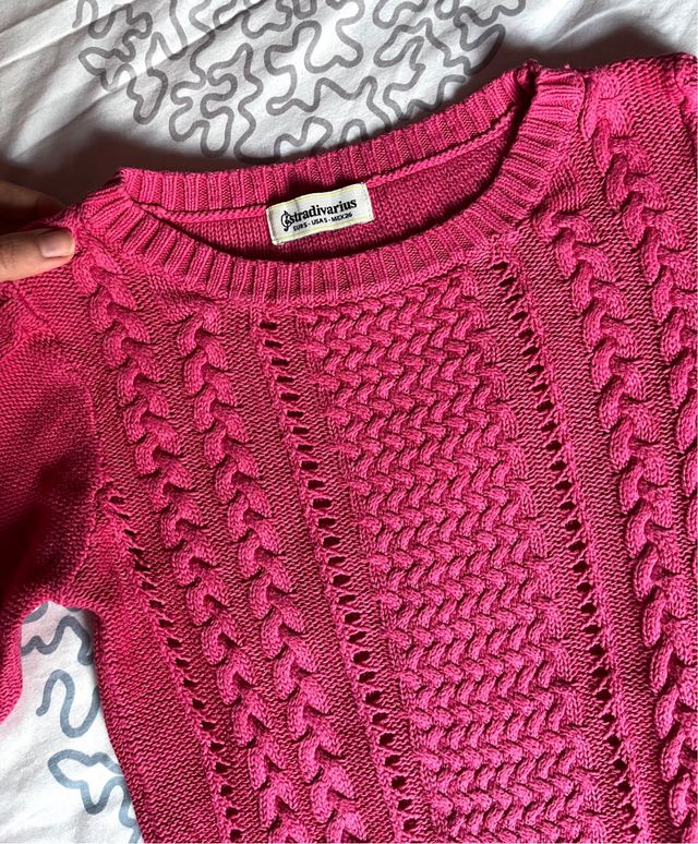 Jersey Stradivarius coral trenzado