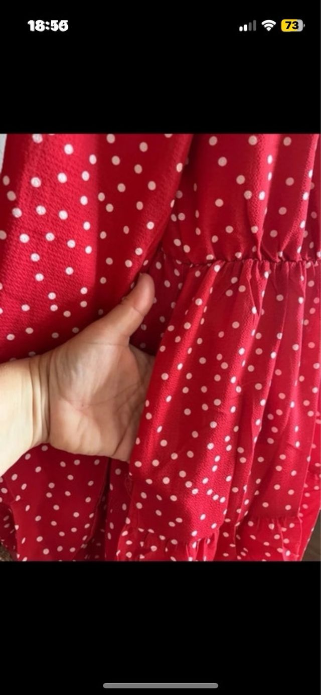 Vestido rojo lunares blanco talla M