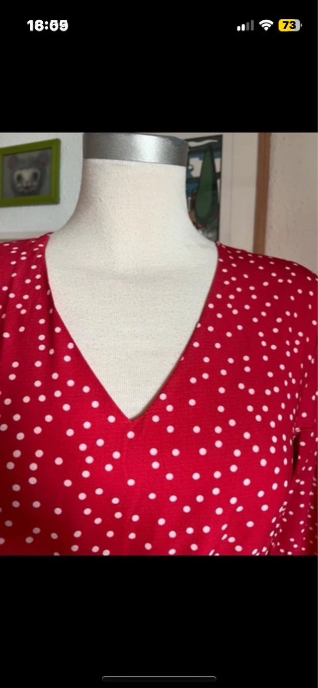 Vestido rojo lunares blanco talla M