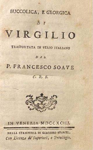 Libro antico 1793 Virgilio Bucolica e Georgica