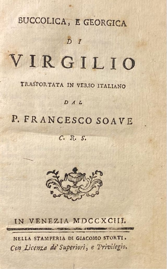 Libro antico 1793 Virgilio Bucolica e Georgica