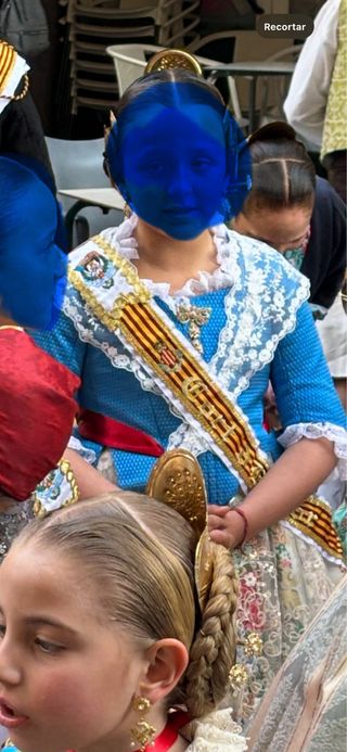 Cuerpo traje fallera azul con encaje