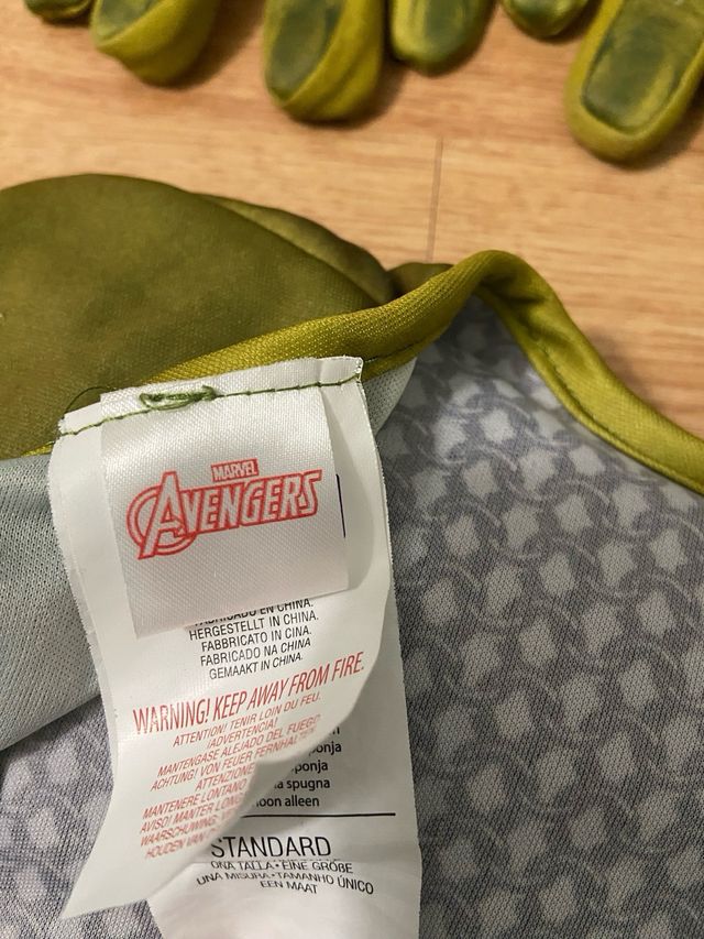 Disfraz Hulk Avengers Talla única (infantil)