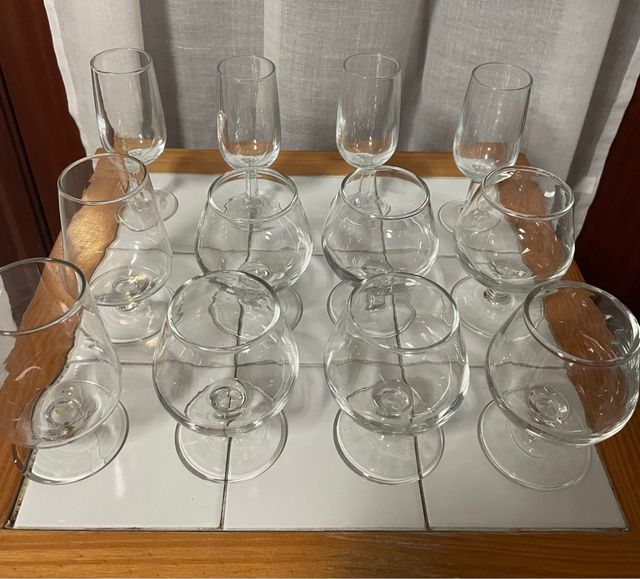 Lote 12 copas vino/licor cristal
