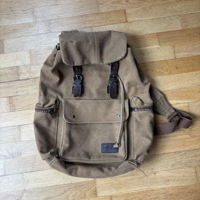 Mochila Eshow lona y cuero