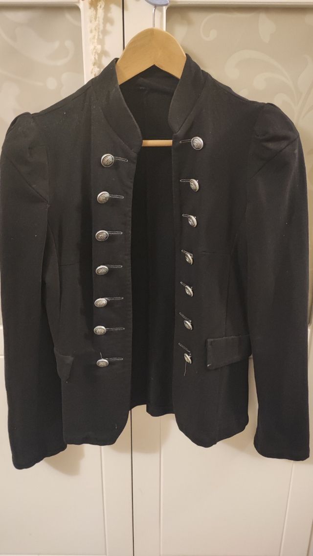 Blazer negro TS algodón doble botonadura