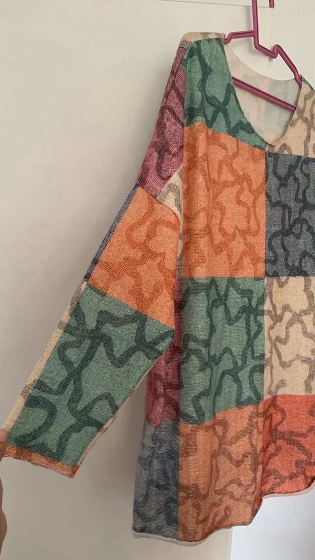 Jersey manga larga estampado patchwork