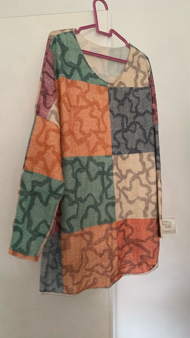 Jersey manga larga estampado patchwork