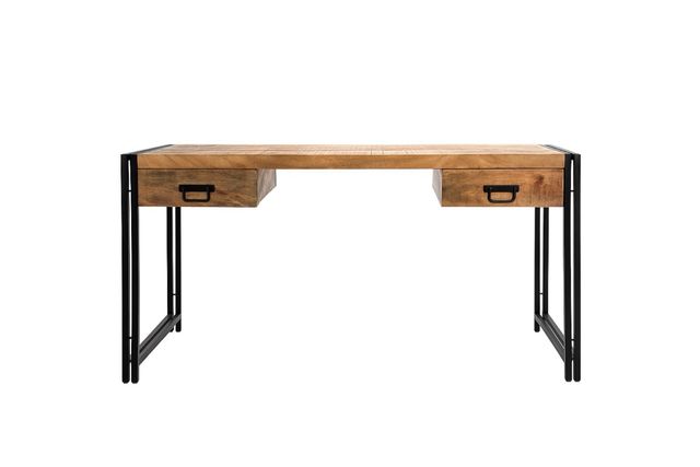 Scrivania in legno massello con gambe in metallo