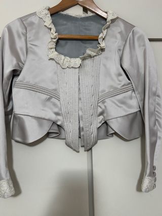 Cuerpo traje fallera blanco plata