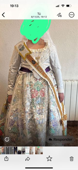 Cuerpo traje fallera blanco plata