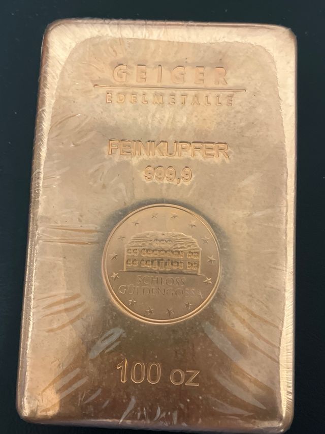 Lingote Cobre Geiger 100 oz Nuevo