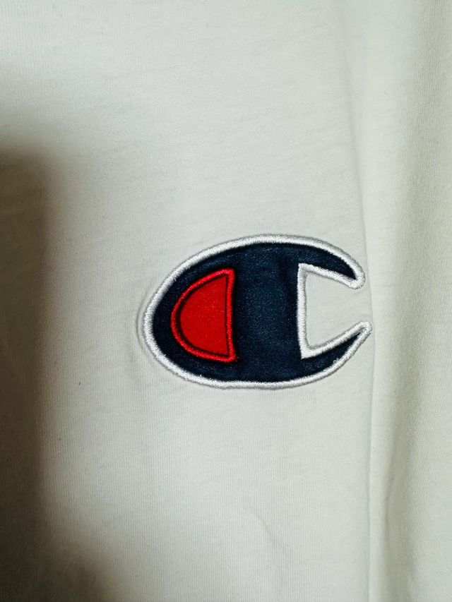 Camiseta Champion Hombre Blanca Manga Larga