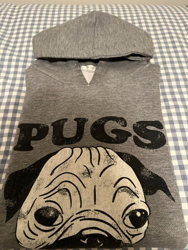 Sudadera-vestido con capucha y estampado de Pug