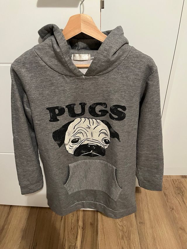 Sudadera-vestido con capucha y estampado de Pug