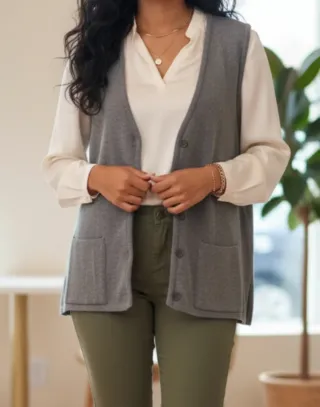 Giubbotto vintage senza maniche grigio