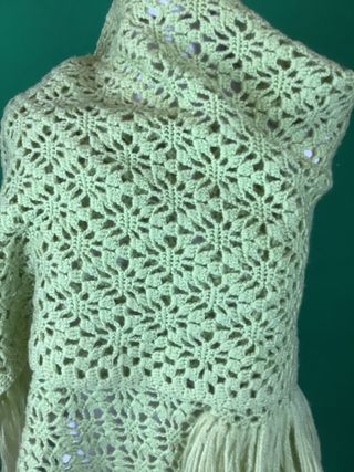 Maxi scialle uncinetto lana verde