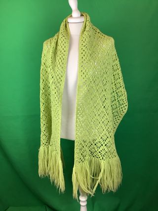 Maxi scialle uncinetto lana verde