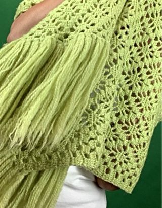 Maxi scialle uncinetto lana verde