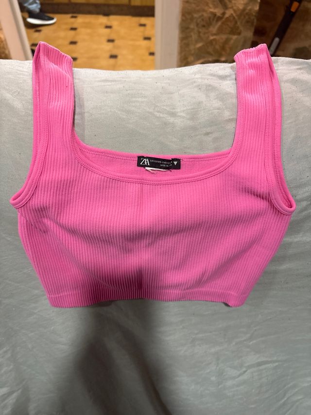 Top Zara Rosa Mujer Talla XS