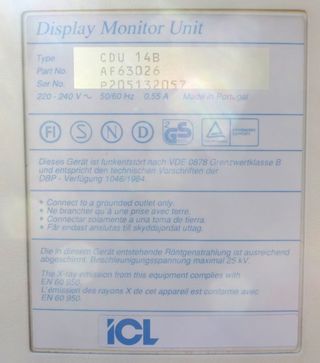 Monitor CRT VGA ICL CDU14B. MS-DOS / Intel 486...