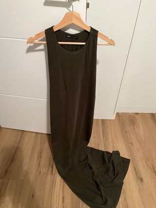 Vestido largo Zara verde oliva talla M (38)