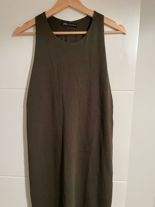 Vestido largo Zara verde oliva talla M (38)