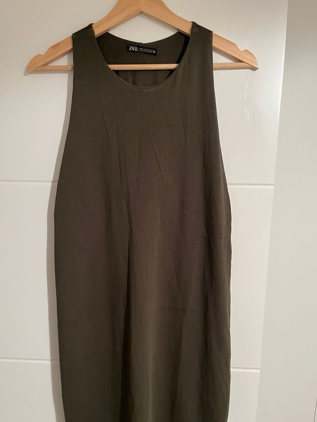 Vestido largo Zara verde oliva talla M (38)