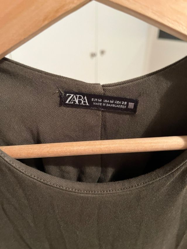 Vestido largo Zara verde oliva talla M (38)