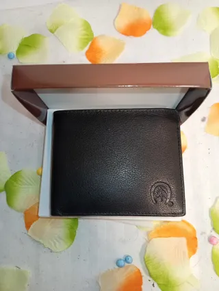 Cartera Genuin Leather Negra Piel Auténtica