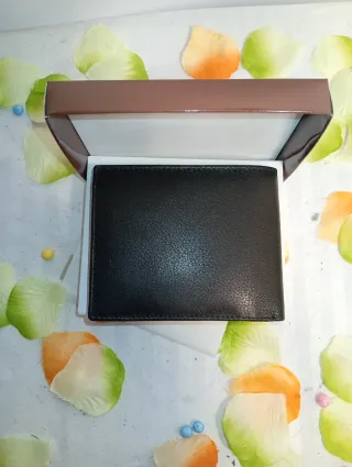 Cartera Genuin Leather Negra Piel Auténtica