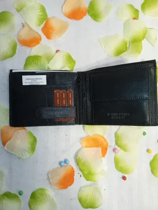 Cartera Genuin Leather Negra Piel Auténtica