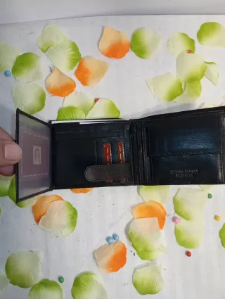 Cartera Genuin Leather Negra Piel Auténtica