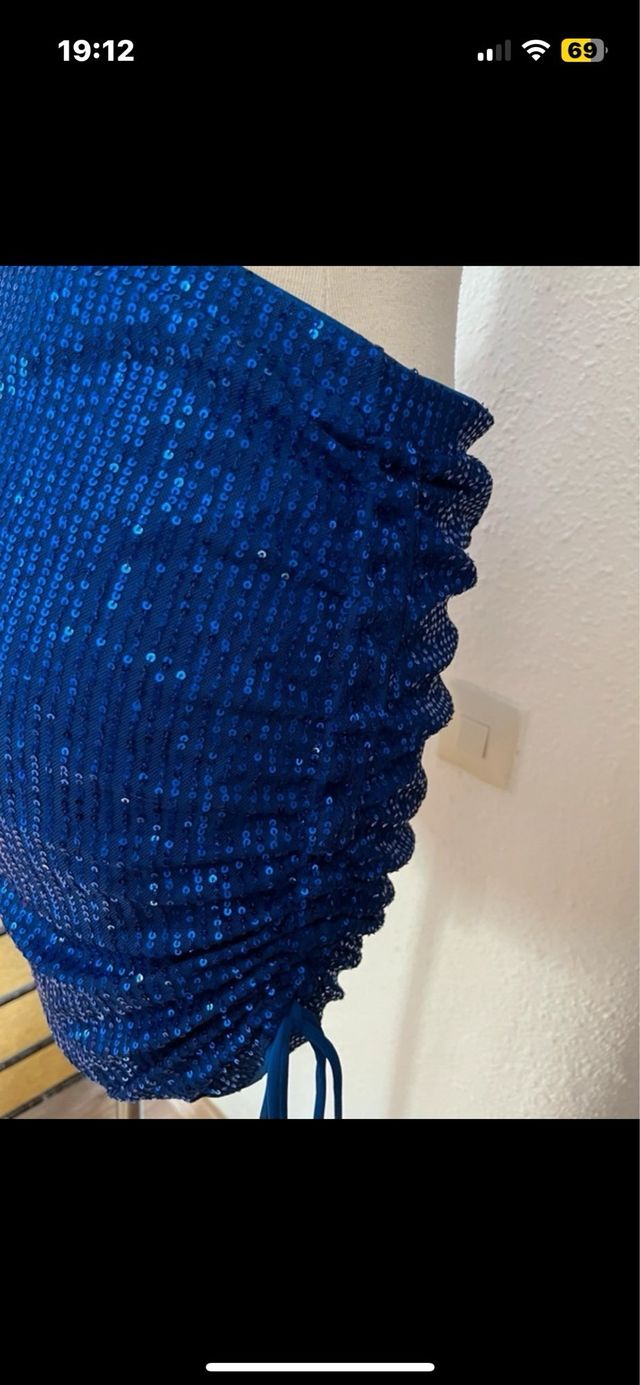 Falda lentejuelas azul Talla XL