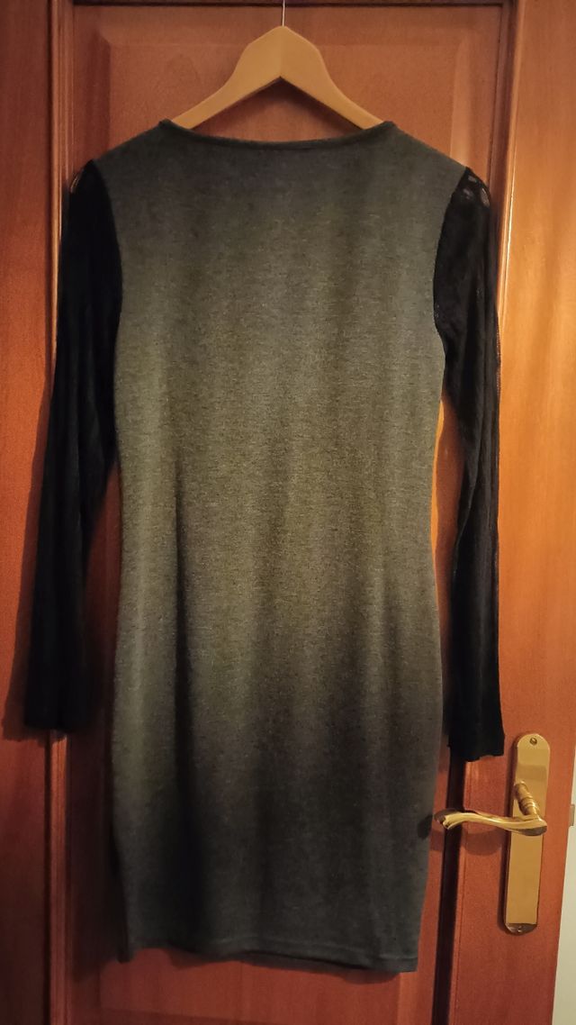 Vestido bicolor negro y gris