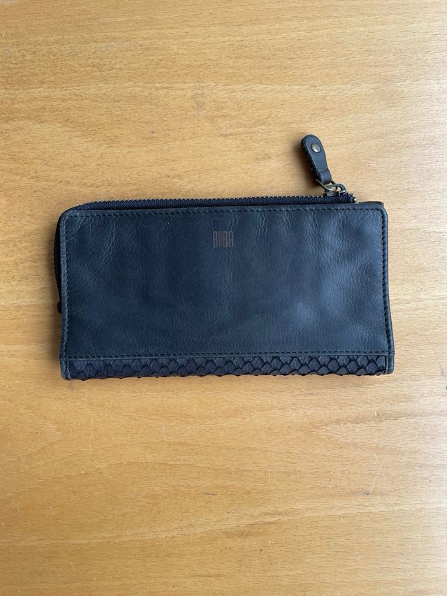 Monedero tarjetero cuero negro