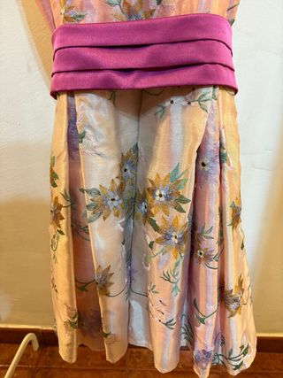 Vestido fiesta tonos rosas y morados T. M/L
