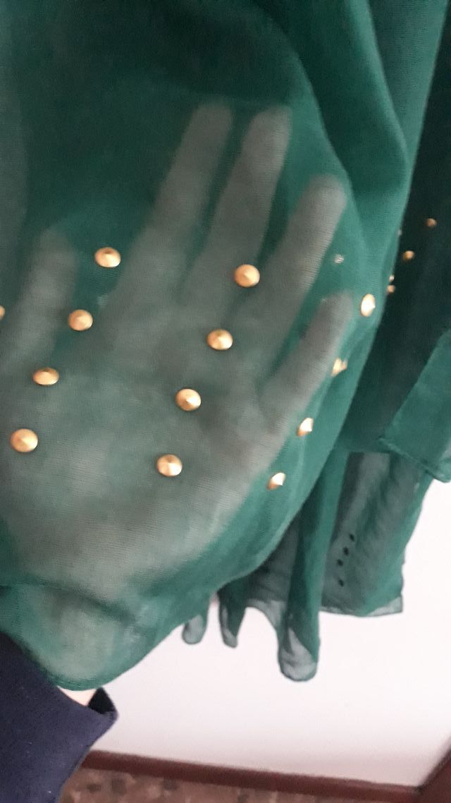 Pañuelo Mango verde con detalles dorados