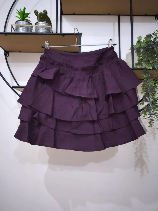 Falda morada volantes talla S
