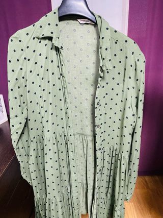 Vestido Stradivarius mujer lunares verde