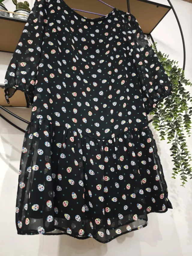 Vestido gasa Catrina calaveras S