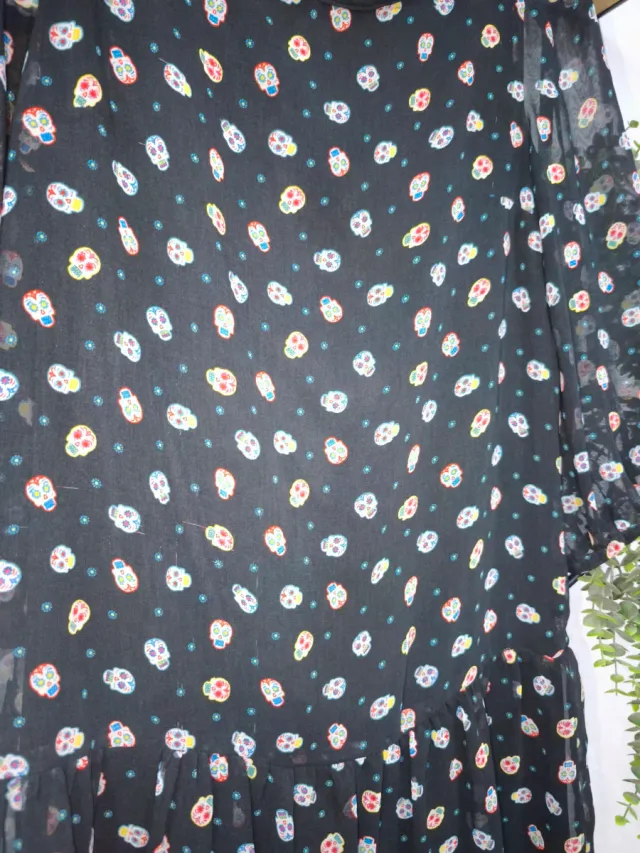 Vestido gasa Catrina calaveras S