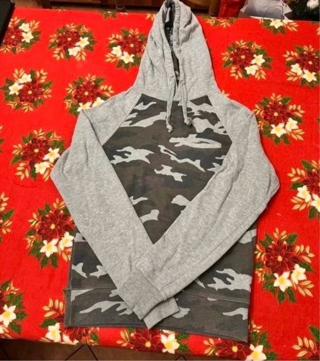 Felpa mimetica uomo grigia e verde