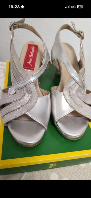Sandalias Ana Barbancho Talla 37 Plateadas