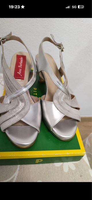 Sandalias Ana Barbancho Talla 37 Plateadas