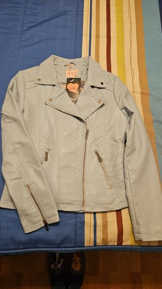 Chamarra Piel Sintética Azul Talla XL Nueva