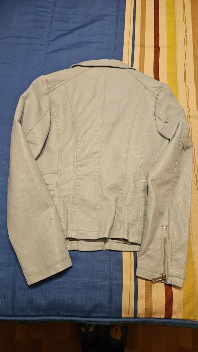 Chamarra Piel Sintética Azul Talla XL Nueva