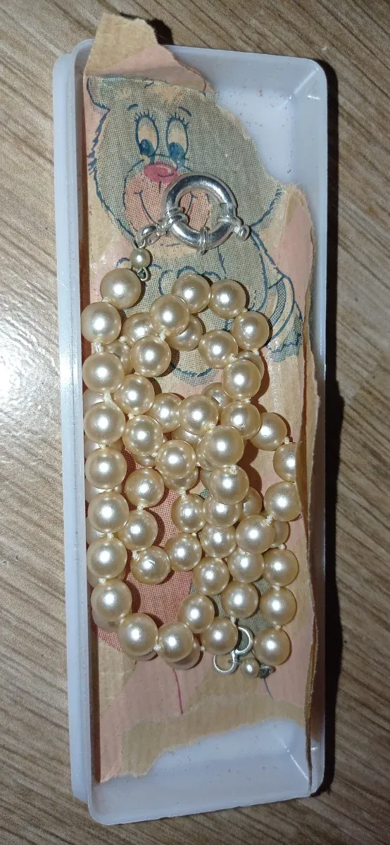 Collar de perlas plata cierre marinero