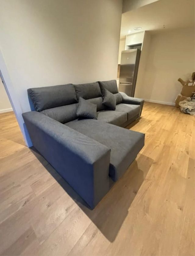 Sofá modular gris tela